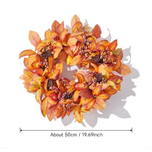 50cm Dia Round Wreath Halloween Maple Leaf Berry Wreath Artificial Wreath