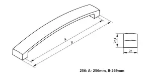 TYTANO - kitchen, bedroom and office cabinet door handle, 256mm, inox (brushed steel)