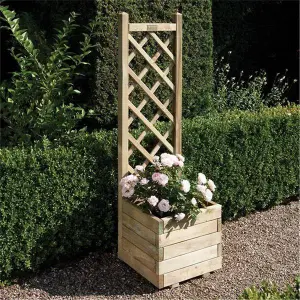 Deluxe Square Garden Planter And Lattice (1'3" x 1'3")