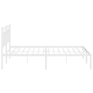 Berkfield Metal Bed Frame with Headboard White 150x200 cm