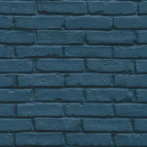 Galerie Home Collection Blue Brick Effect Wallpaper Roll