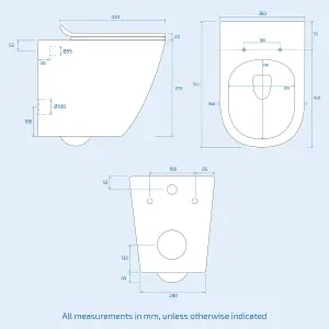 Nes Home Elliss Rimless Wall Hung Toilet Pan + Soft Close Toilet Seat