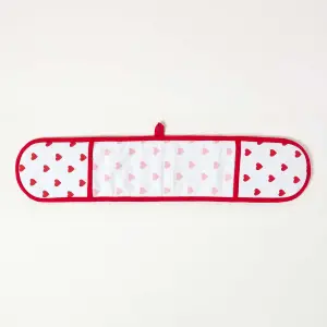 Homescapes Red Hearts Cotton Double Oven Glove