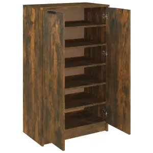 Berkfield Shoe Cabinet Smoked Oak 59x35x100 cm Engineered Wood