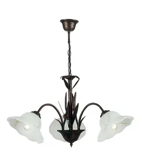 Luminosa BYRON 3 Light Multi Arm Pendant Ceiling Light Rust 64x50cm