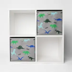 Pack of 4 x Dinosaur Print Cube Storage Boxes