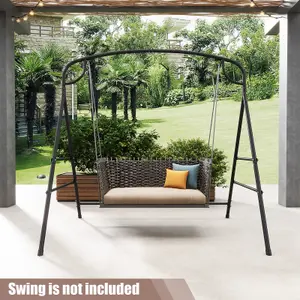 Costway Patio Metal Swing Stand Heavy-Duty A-Shaped Porch Swing Frame w/ Double Side Bar