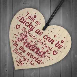 Red Ocean Best Friend Heart Friendship Friend Christmas Birthday Present Wooden Heart Plaque Gifts For Women