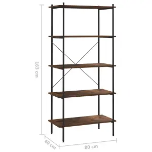 Berkfield 5-Tier Shelving Unit Black and Dark Wood 80x40x163 cm