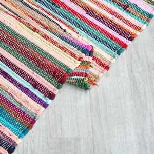 Chindi Handwoven Multi Coloured Recycled Rag Rug - 120 x 180cm