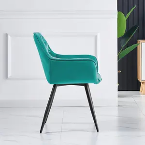 Irie Single Velvet Upholstered Dining Chair with Arm Turquoise