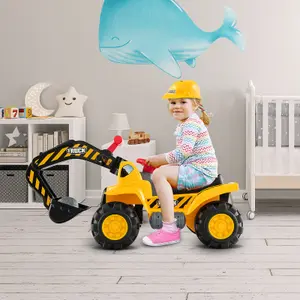 Costway Kids Ride on Toy Excavator Ride on Tractors With Safety Helmet and Toy Stones