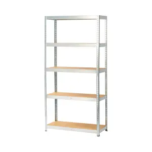 GoodHome Grey 5 shelf HDF & steel Shelving unit (H)1800mm (W)900mm