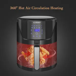 5L Air Fryer, Family Size Hot Air Fryer 1400W Digital Touchscreen With 10 Presets, Removable Basket, Timer & Temperature Control For Oil Free & Low Fat Healthy Cooking Black