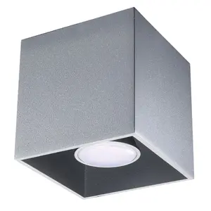 Quad Aluminium Grey 1 Light Classic Ceiling Light