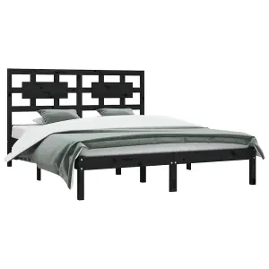 Berkfield Bed Frame Black Solid Wood Pine 200x200 cm