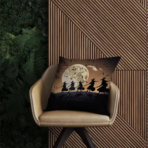 A Group Of Witches Riding Broomsticks Outdoor Cushion 60cm x 60cm