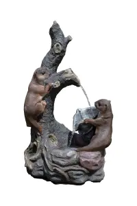 Easy Fountain Woodland Otters Solar With Battery Backup incl LEDs - L 23 cm x W 36 cm x H 68 cm