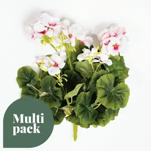 Blooming Artificial - Multi Pack Faux Geranium Bush Bundle - Outdoor Fake Flower