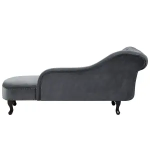 Left Hand Chaise Lounge Velvet Grey NIMES