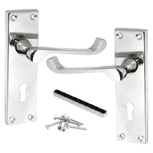 Door Handles Victorian Scroll Lever Lock - Chrome 150 x 40mm