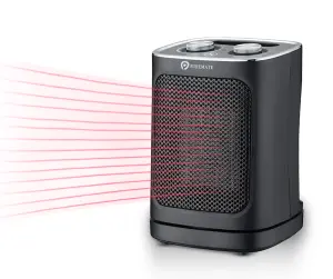 1800W Ceramic Tower Fan Heater with Automatic Oscillation  Black