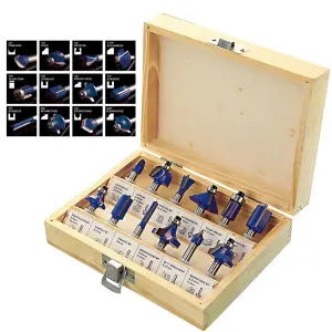 Trade 12 Piece TCT Router Bit Set Cutter 1/4" Shank Tungsten Carbide Wooden Case