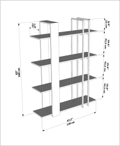 Decorotika Onno 4-Tier Modern Bookcase Bookshelf Shelving Unit