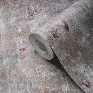 Stories Of Life Grey & Copper Industrial Metallic Wallpaper 39670-2