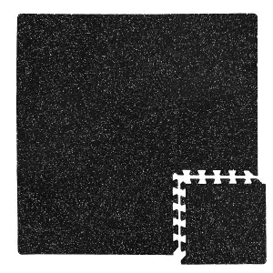 Nicoman 30x30cm 14mm Interlocking Rubber Top EVA Form Floor Mats For Gym, Exercise Mats Reduce Noise and Impact - Pack of 18