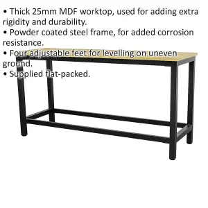 1.8m x 0.6m Heavy Duty Workbench with Steel Frame and MDF Top