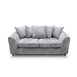 Harriet Crushed Chenille 3 Seater Sofa in Light Grey