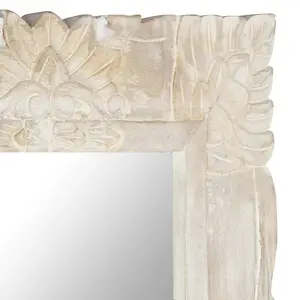 Berkfield Mirror White 80x50 cm Solid Mango Wood