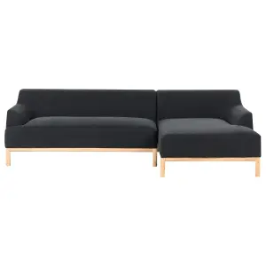 Left-Hand Corner Sofa SOSJO Black Fabric Left Hand