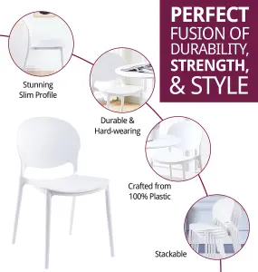 Hallowood Furniture Stoker White Stackable Plastic Backrest Chairs x 4