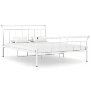 Berkfield Bed Frame White Metal 140x200 cm