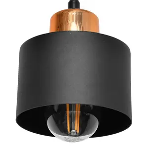 Luminosa Edison Multi Arm Semi Flush Ceiling Light Black, Copper 65cm