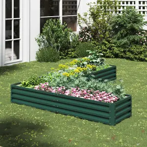 Outdoor Metal Raised Garden Bed L Shaped  Raised Garden Bed for Plants in Green