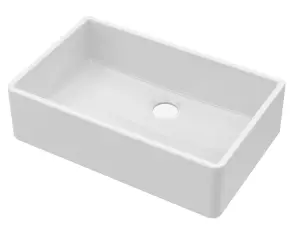 795mm - Fireclay Single Bowl Butler Kitchen Sink - No Overflow &  No Tap Hole