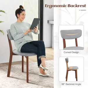 Costway 2 Pcs Dining Chairs Set Upholstered Mid-Back Chairs Armless Side Chairs