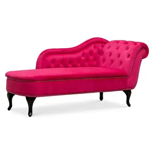 Left Hand Chaise Lounge in Velvet Dark Pink