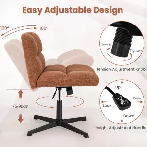 Costway Armless Home Office Chair Swivel Desk Chair Height Adjustable Task Vanity Chair