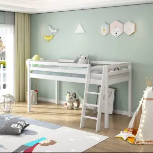 White Mid Sleeper, Children Bunkbed Mid Sleeper , Pine Wooden Kids Bed , Children bedroom Furniture , White Kids Bed