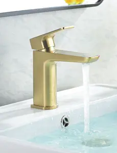 Keenware KBT-590 Mayfair Midas Contemporary Basin Mixer Tap: Brass