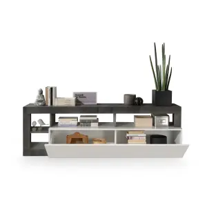 FURNICOMP Lorenzo 184cm White Gloss and Anthracite TV Stand