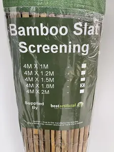 4m x 1.2m Bamboo Split Slat Fencing Screening Rolls for Garden Outdoor Privacy