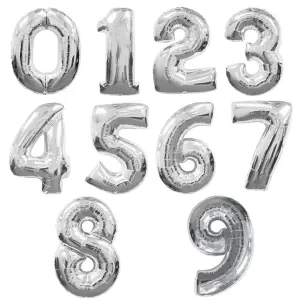 Amscan Supershape Silver Number Balloons Silver (5)