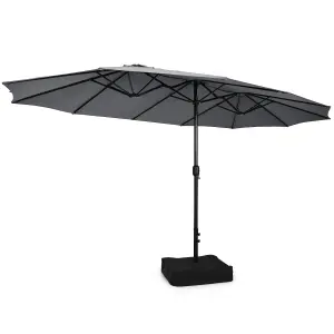 Costway 4.5M Double-Sided Patio Umbrella Extra-Large Market Umbrella w/ Base