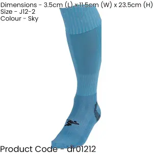 JUNIOR SIZE 12-2 Pro Football Socks - SKY BLUE - Ventilated Toe Protection