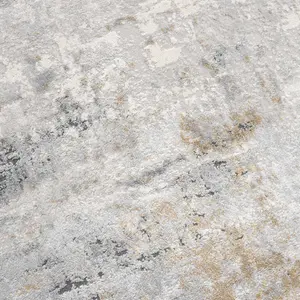 Silver Grey Metallic Distressed Abstract Area Rug 80x150cm